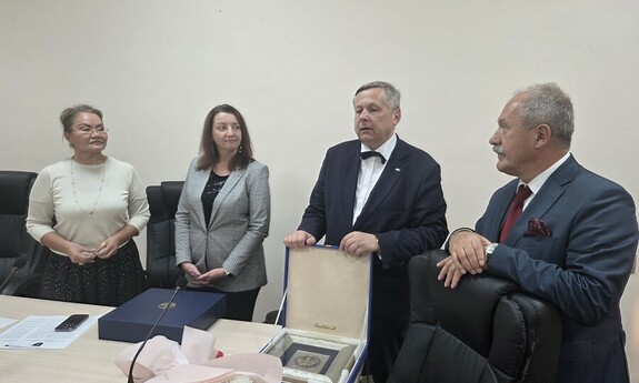 Wystąpienie prof. Andrzeja Bisztygi na spotkaniu z kierownikami katedr Wydziału Prawa Uniwersytetu Al-Farabi w Ałmaty